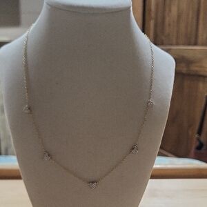 BaubleBar Gold Heart Station Necklace with Crystal Accents